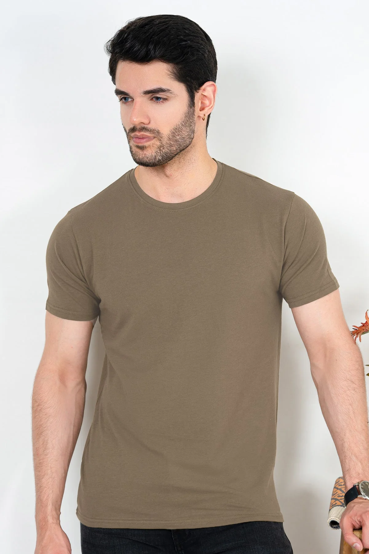 Mens" VINEY" Basic Cotton Crew Neck T-Shirt