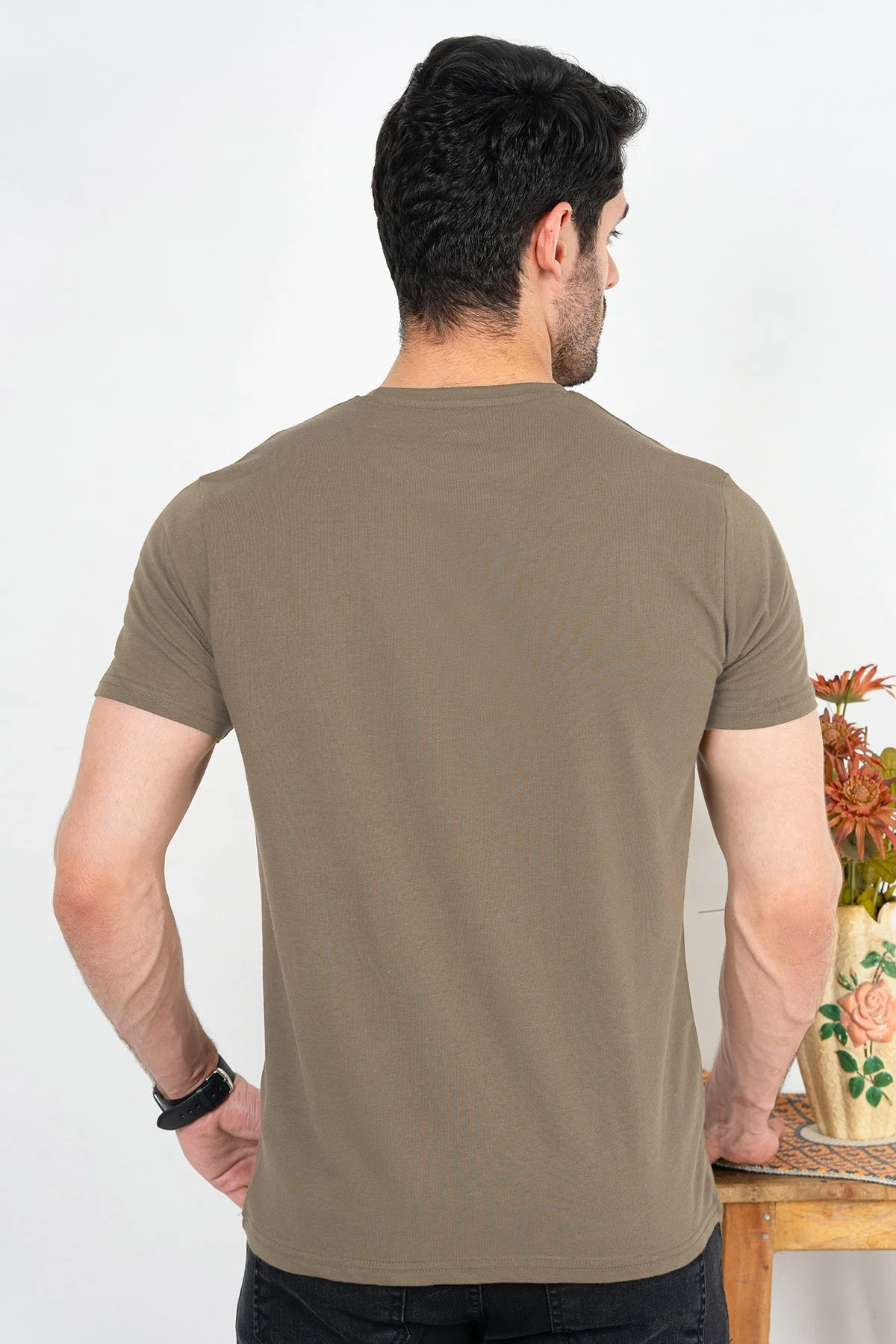 Mens" VINEY" Basic Cotton Crew Neck T-Shirt - Image 4