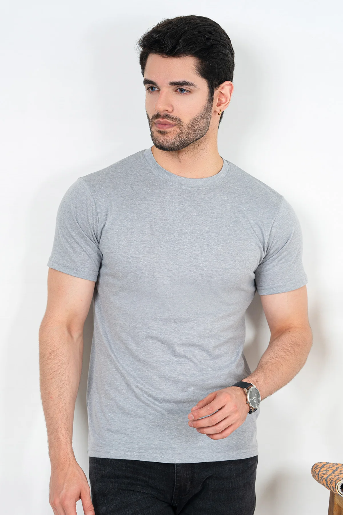 Mens" VINEY" Basic Cotton Crew Neck T-Shirt