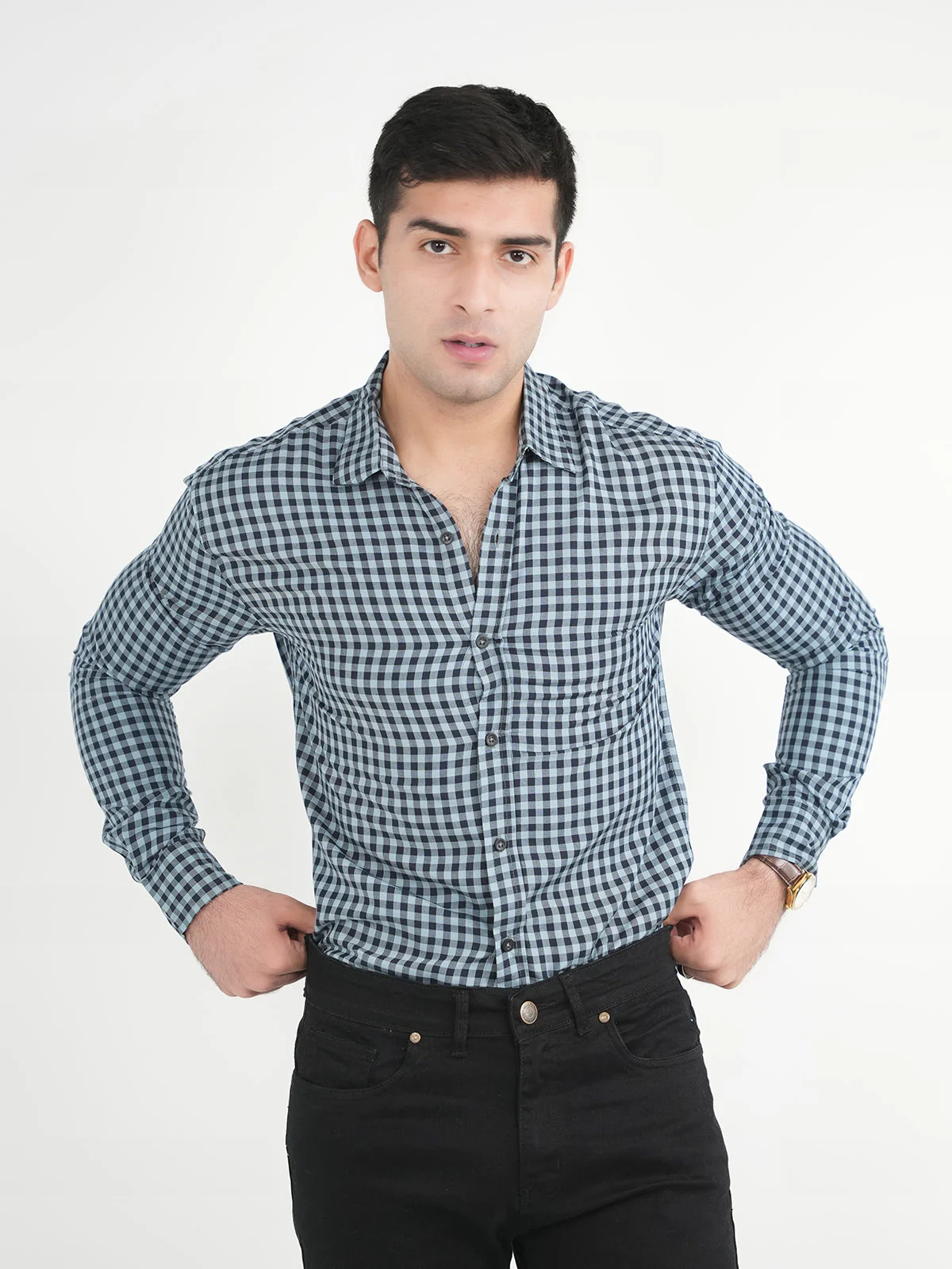 Men's "WESLEY" Casual Checkered Collar Shirt - Image 3