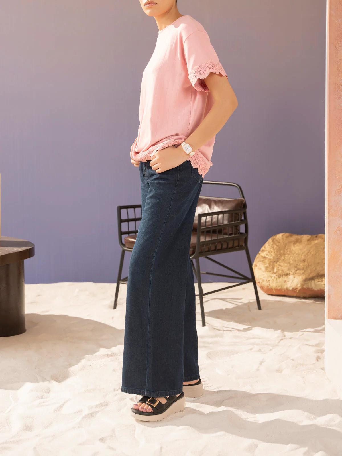 "PELIPE" Plazo Fit Denim Pant - Image 4