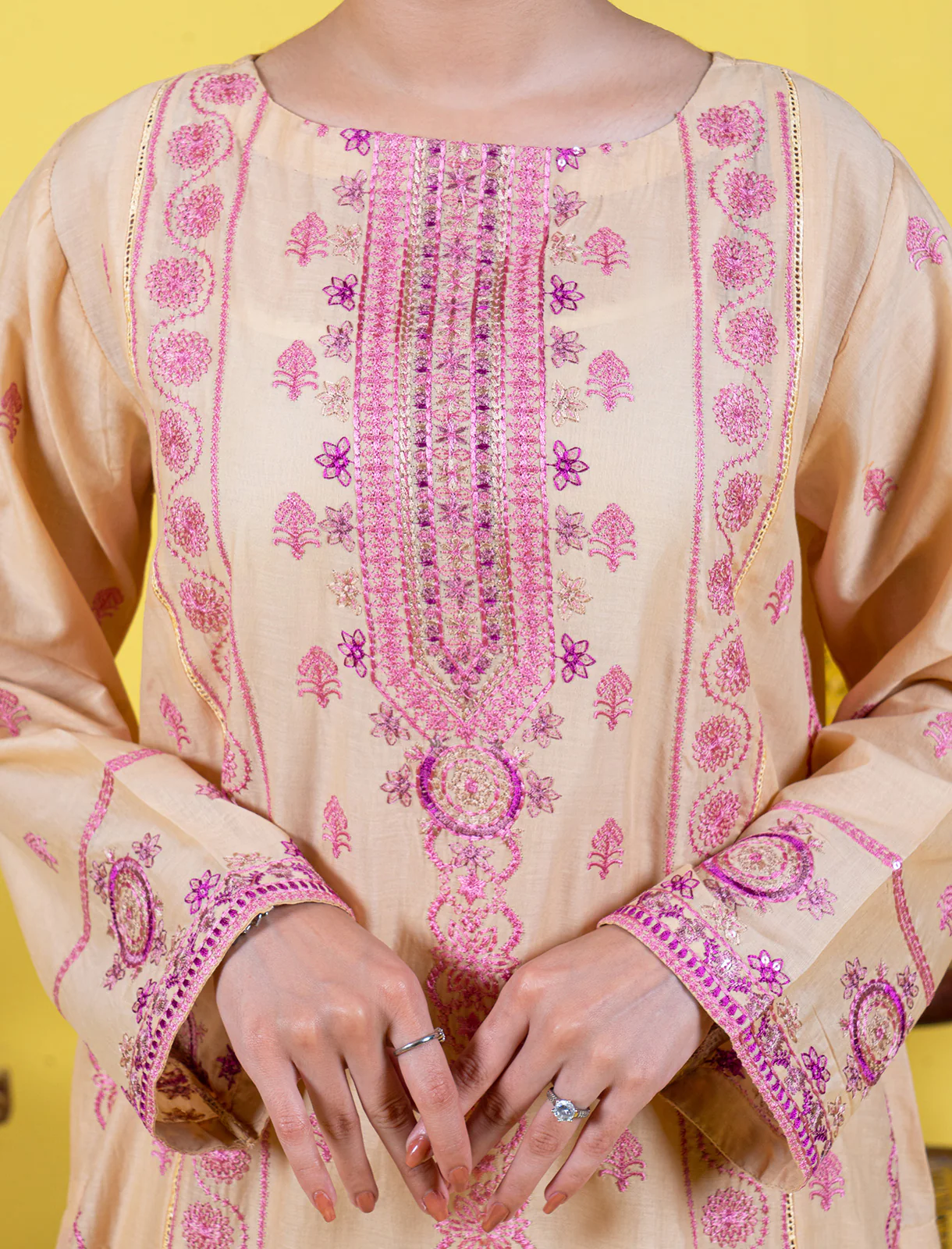 "SASKIA" Embroidered Stitched Two Piece Suit - Image 4