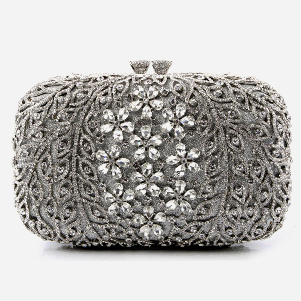 Shalimar Womens Ladies Rhinestone Crystals Diamante Hard Case Clutch Bridal Prom Evening Handbag Party Purse - Image 3