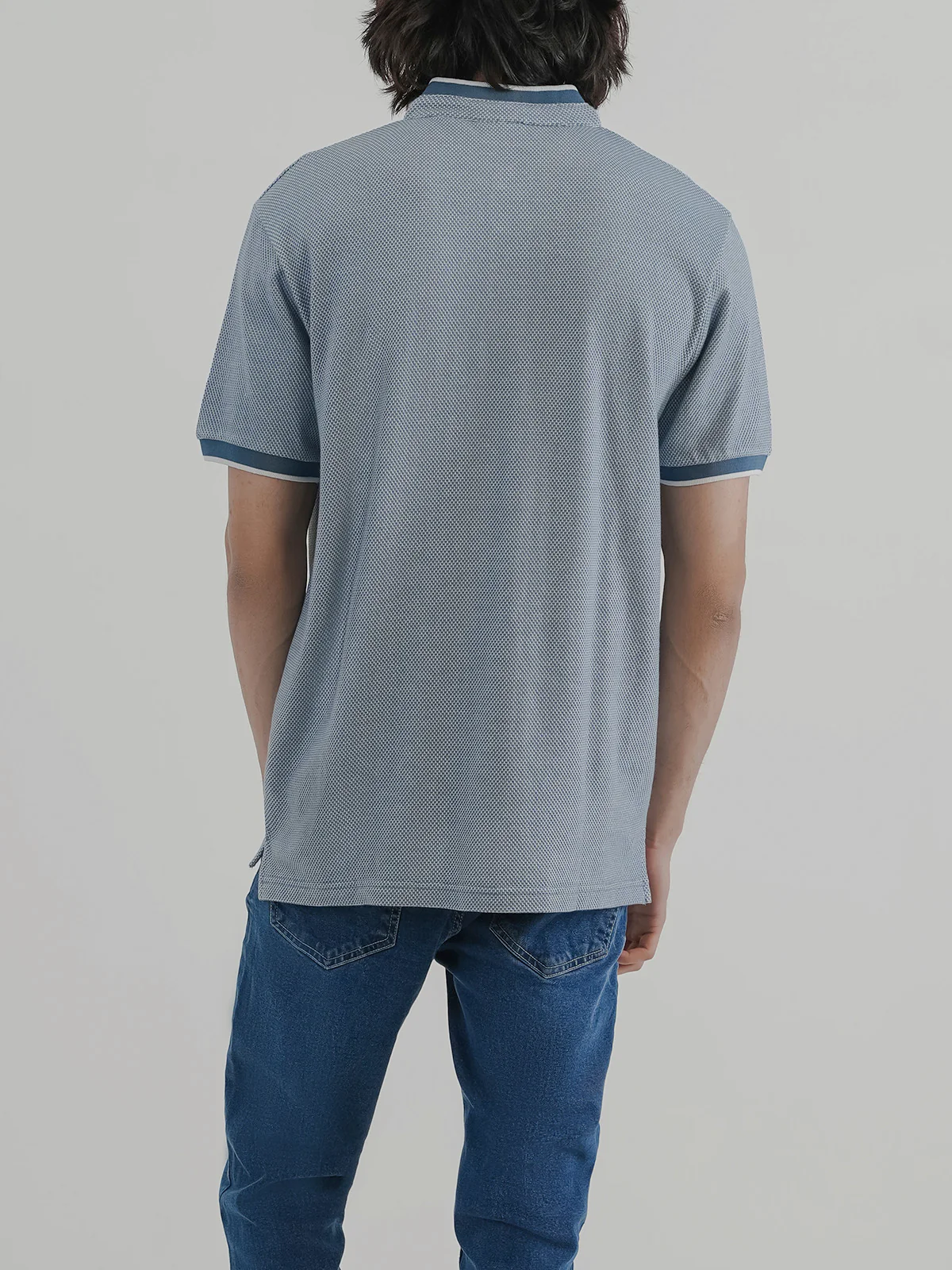 "SHILAH" Ban Collar Jacquard Polo Shirt - Image 8
