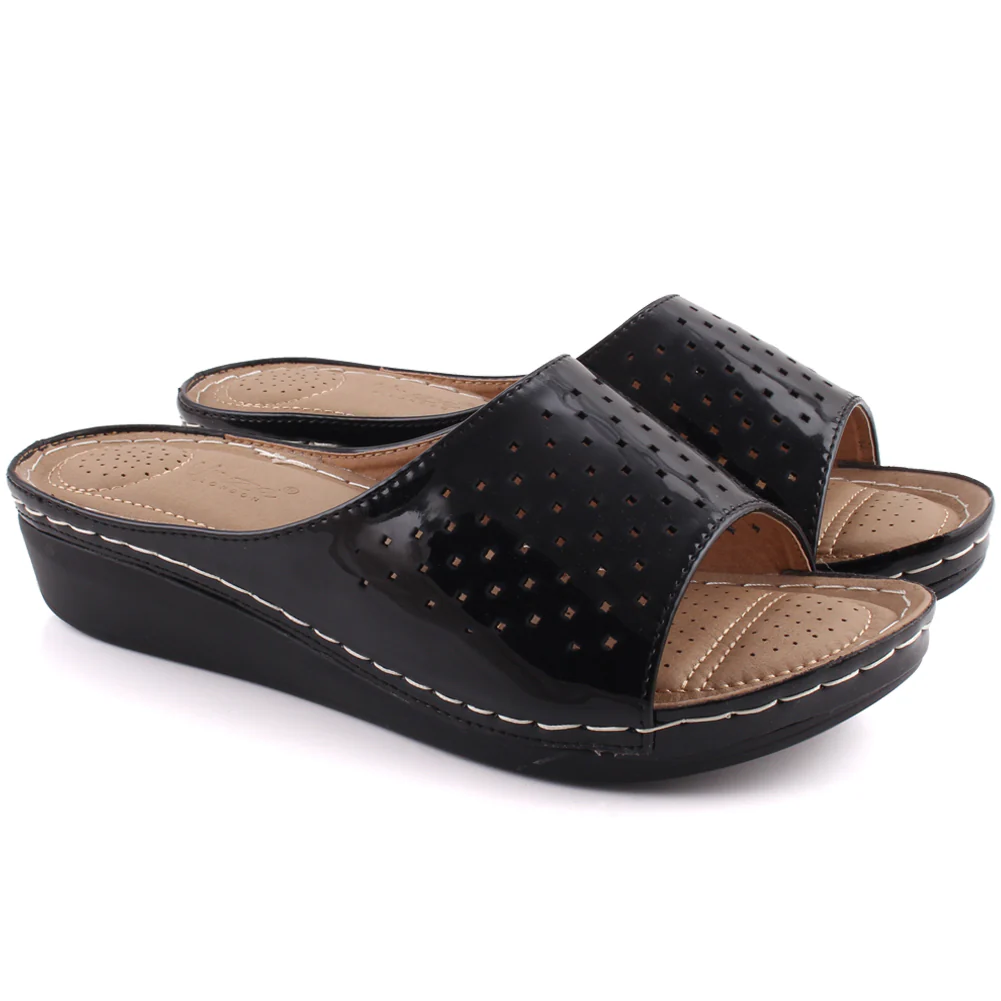 Women “ABALINA” Open Toe Wedge Slide Comfort Slippers - Image 2