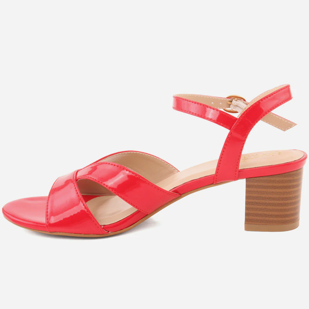 Women "ADA" Exclusive Stylish Glossy Block Heel Sandals - Image 3