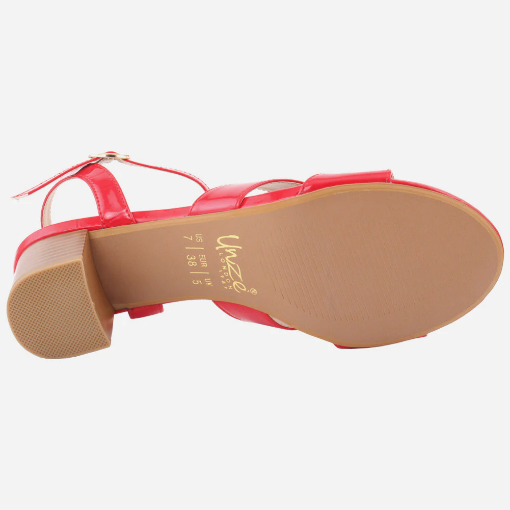 Women "ADA" Exclusive Stylish Glossy Block Heel Sandals - Image 5