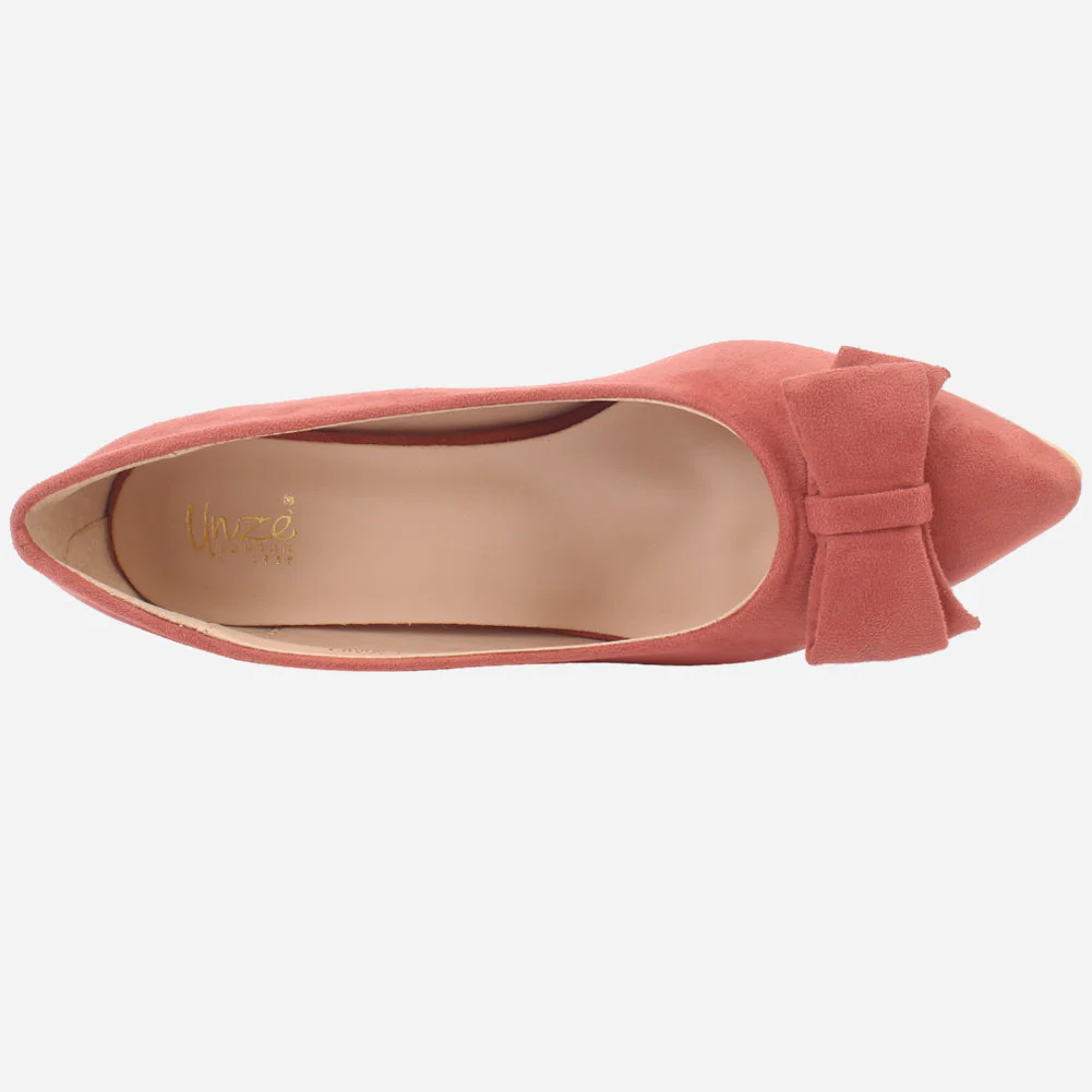 Women "ARAYA" Block Heel Suede Court Shoes - Image 4