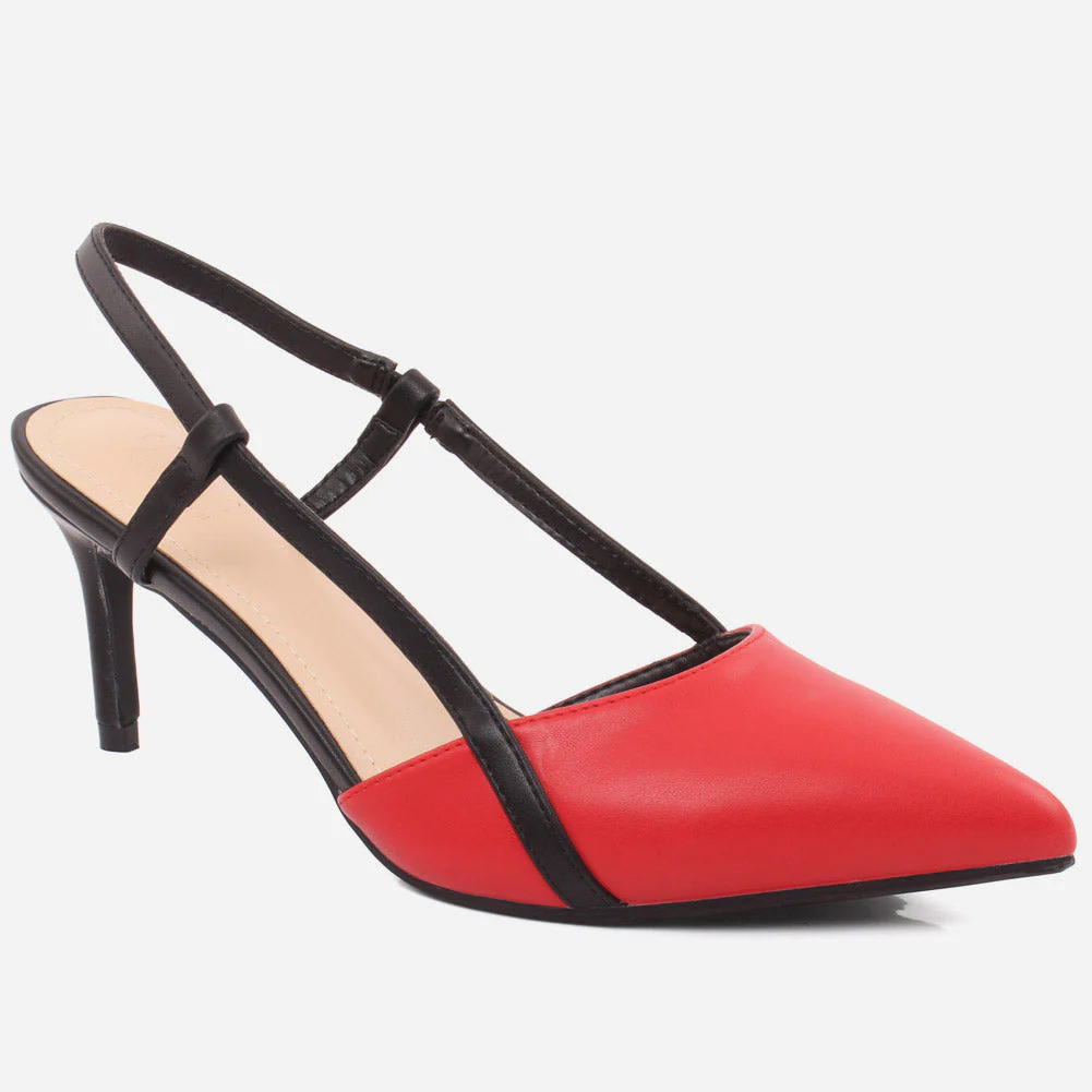 WOMEN "AVERILL" SLING BACK CLOSED TOE STILETTO HEEL SANDALS