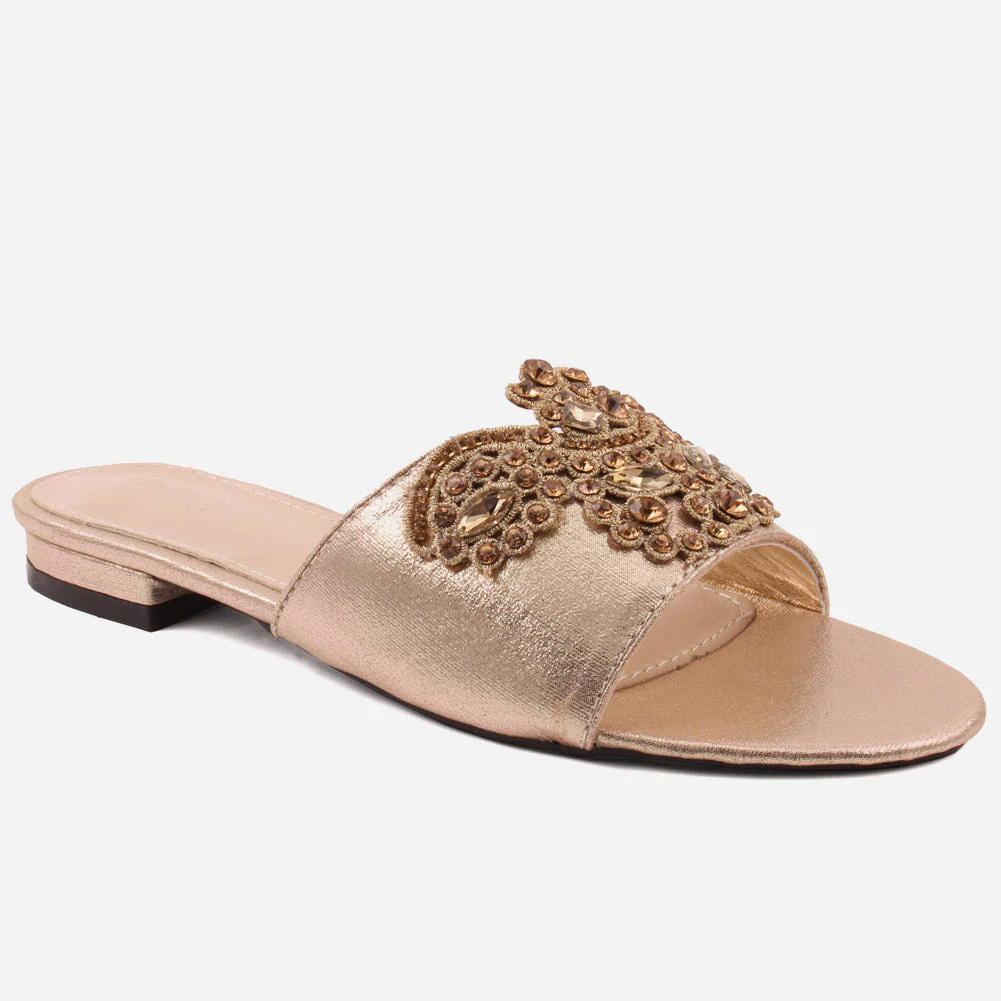 Women "BELLA" Adorned with Diamante Evening Slip On Slippers