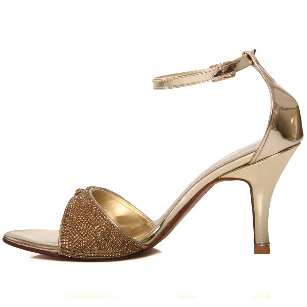 Women “COCO” Shimmery Ankle Strap Heel Sandals - Image 3