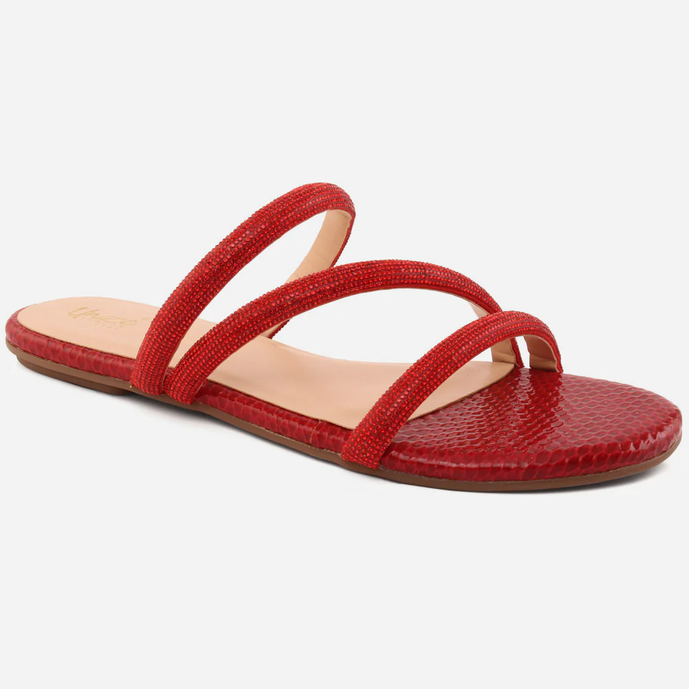 Women "Dee" Stone Strap Slip On Slippers