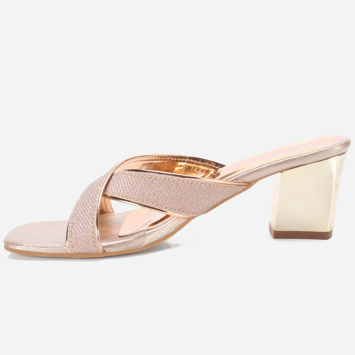 Women "DESERAE" Shimmer Block Heel Sandals - Image 3