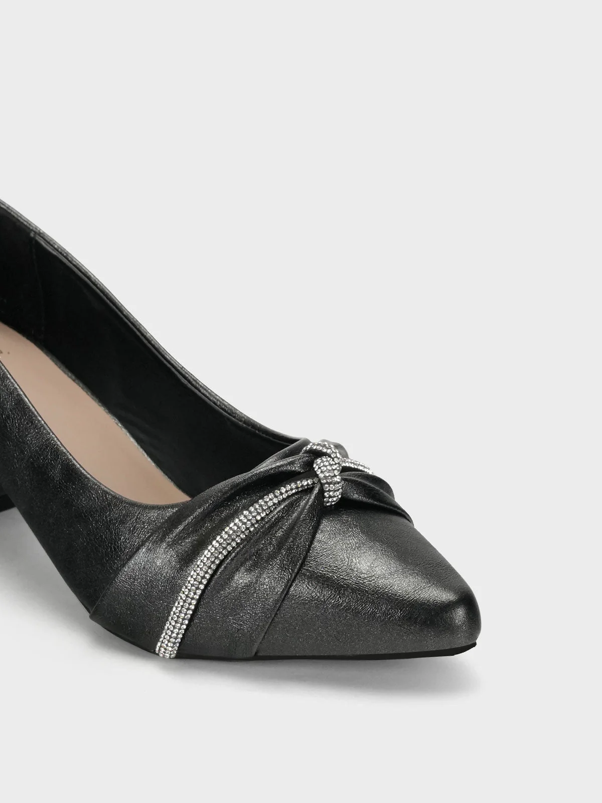 Women "DIADEM" Shimmery Block Heel Courts - Image 4