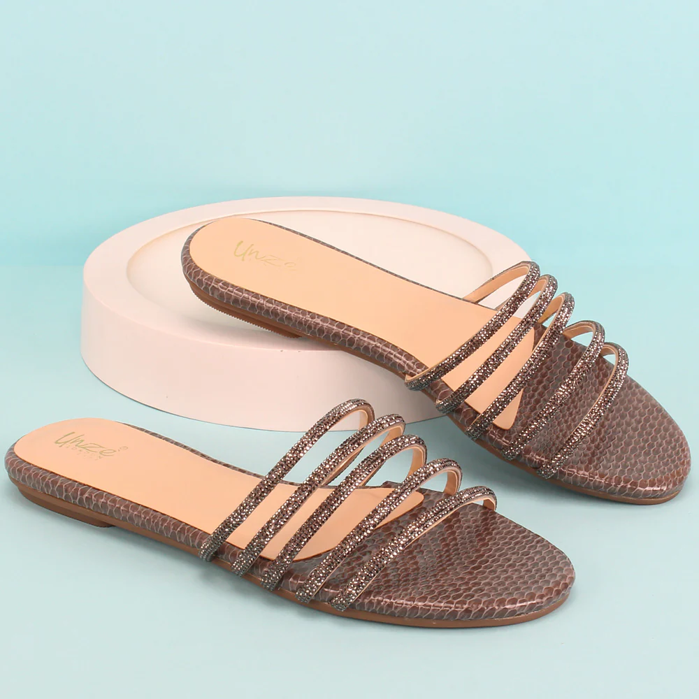 Women "Ethel" Stone Strap Slip On Slippers - Image 6