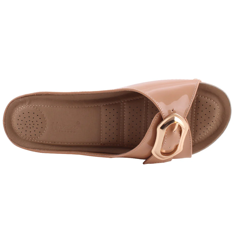 Women “GALLA” Buckle Adorned Wedge Comfort Slippers - Image 4
