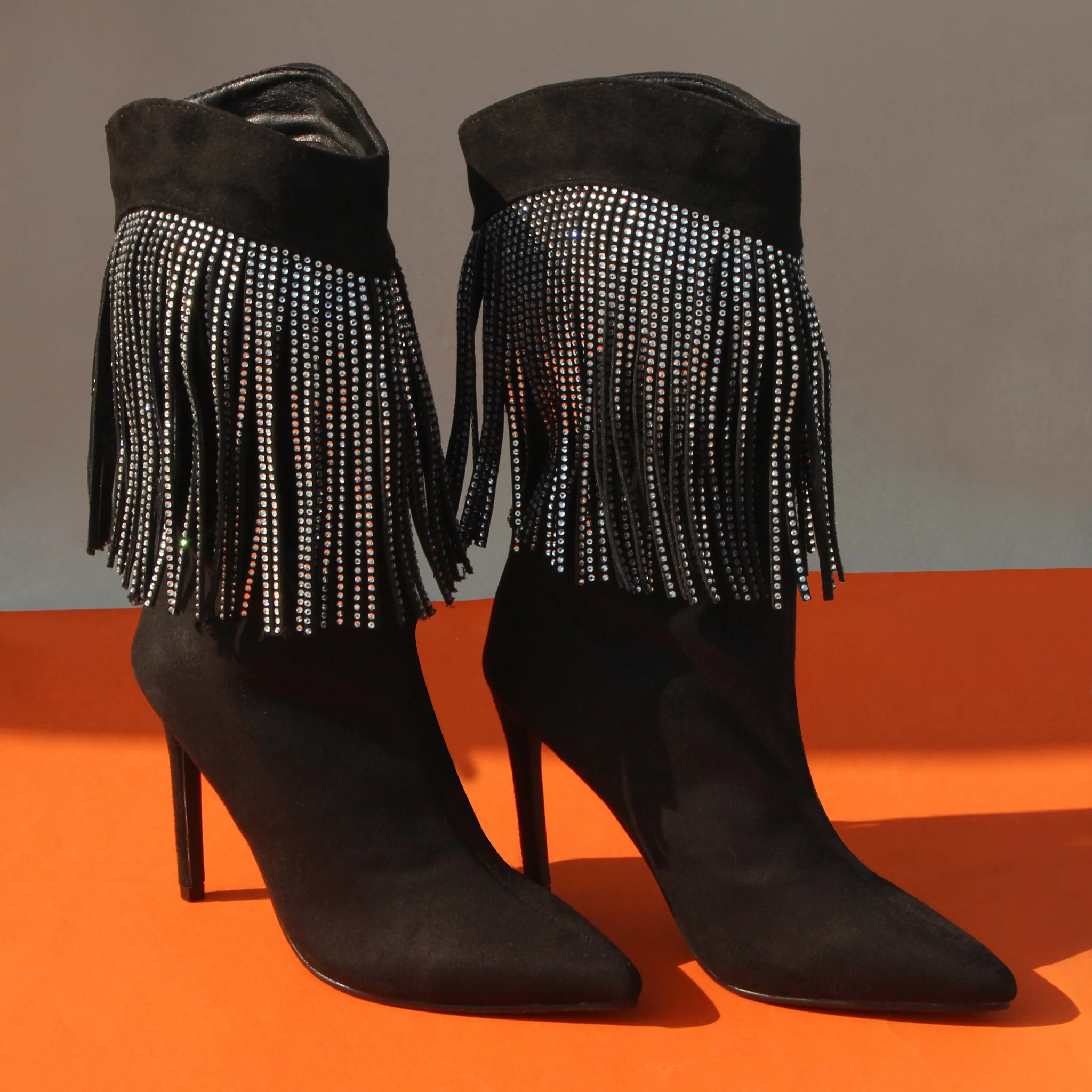 Women "GIANNI" Pointed Toe Fringe Long Boots - Image 6