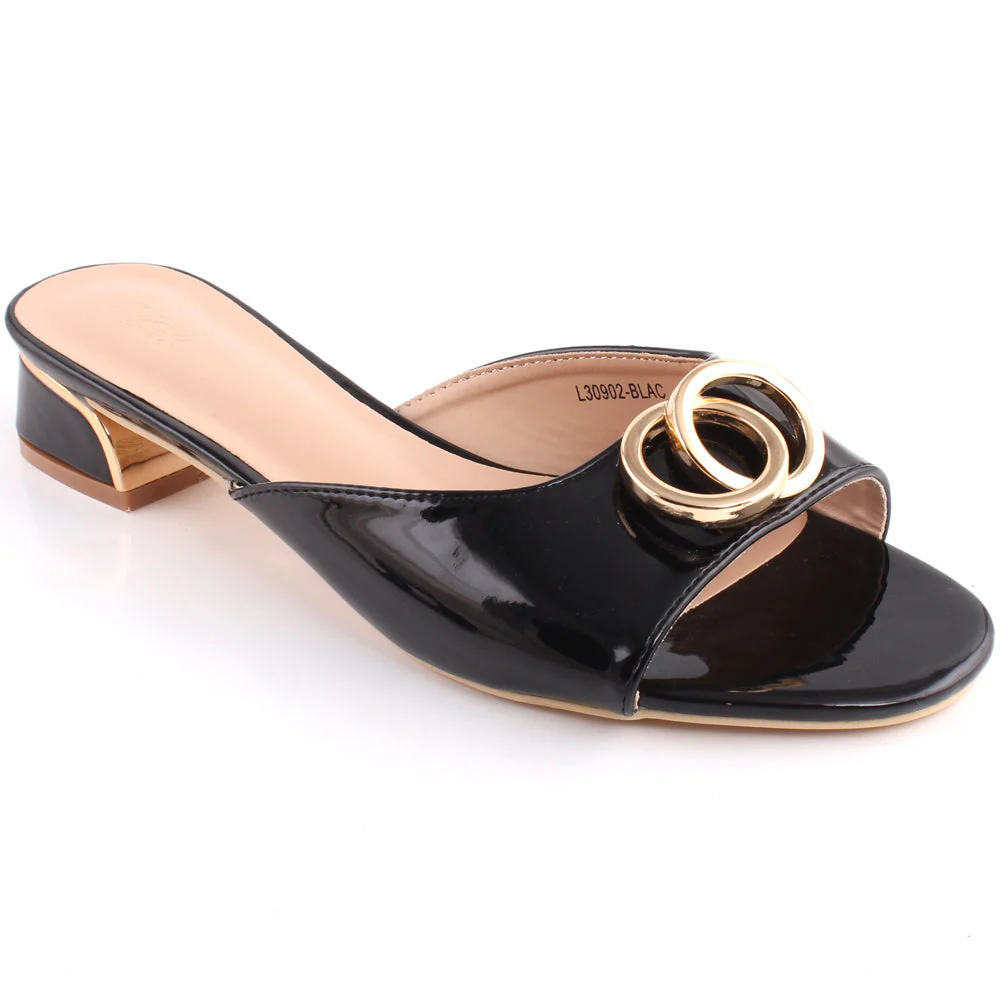 Women āGRISELLā Ring Buckle Adorned Block Heel Sandals