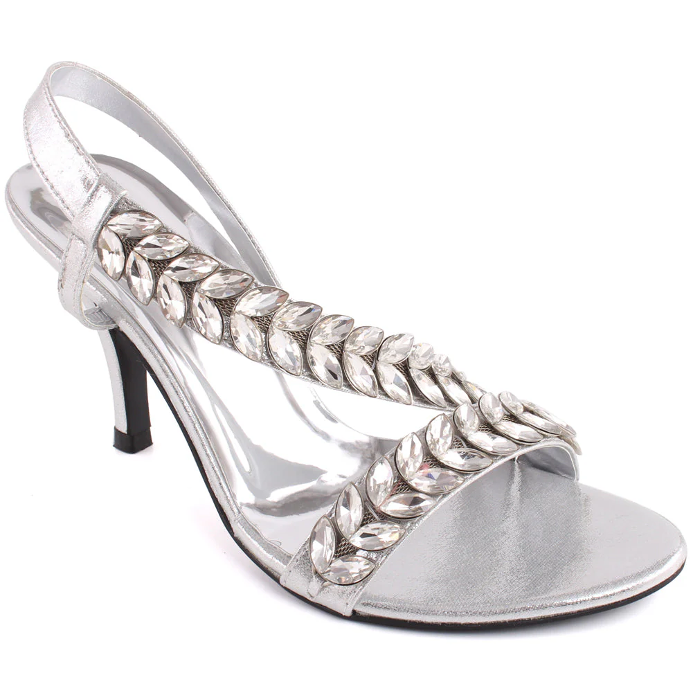Women “HAZEL” Open Toe Cross Over Sling Back Strap Stiletto Sandals