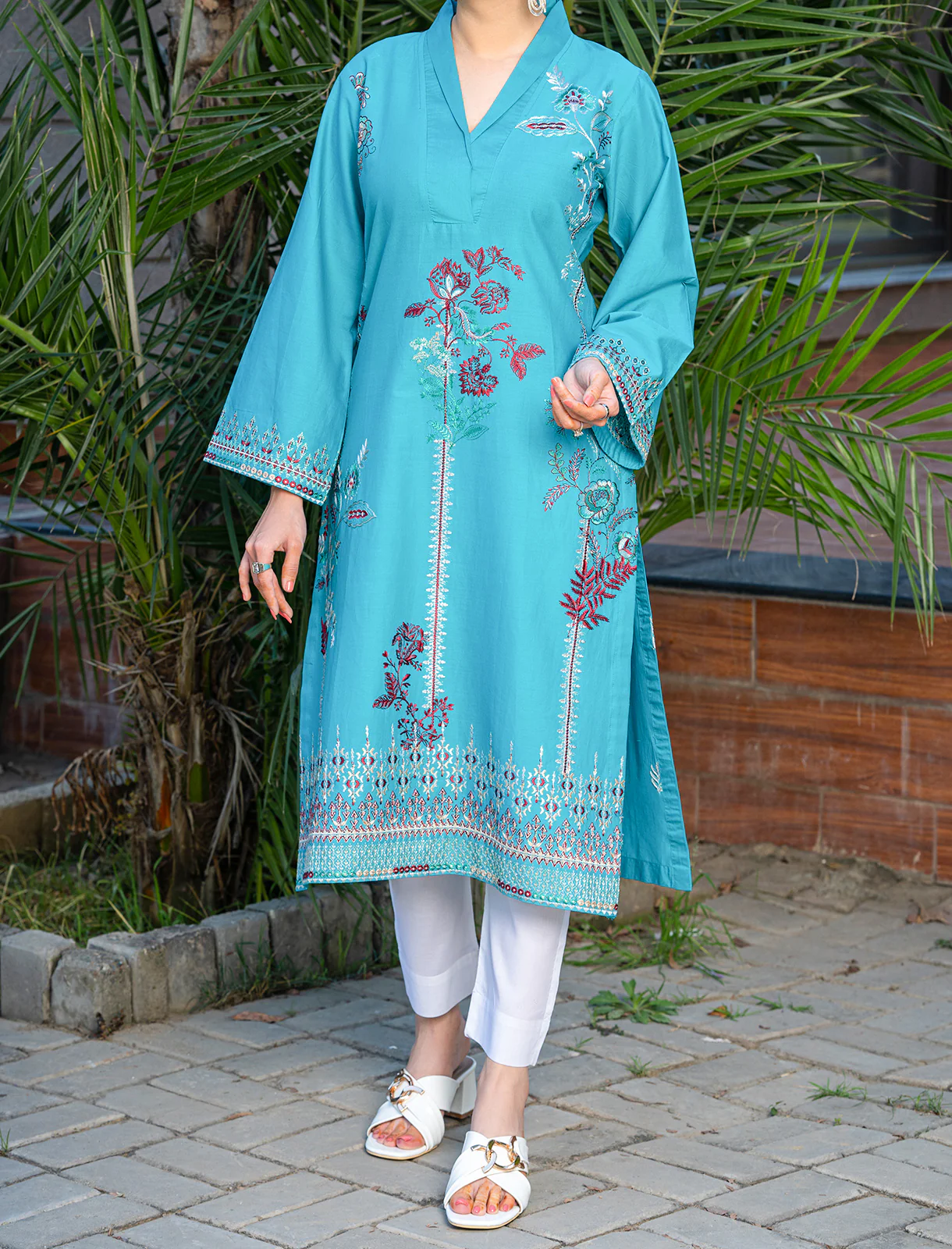 Women "HIRANUR" Embroidered Lawn Summer Shirt