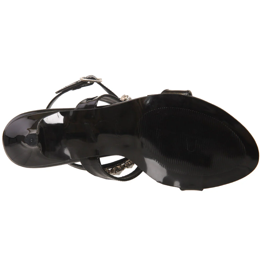 Women “JESSAMY” T Design Diamond Decorated Slip on Heels Sandals - Image 5