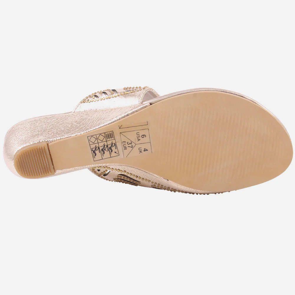 Women "KATE" Glossy Slip On Sandals - Image 5