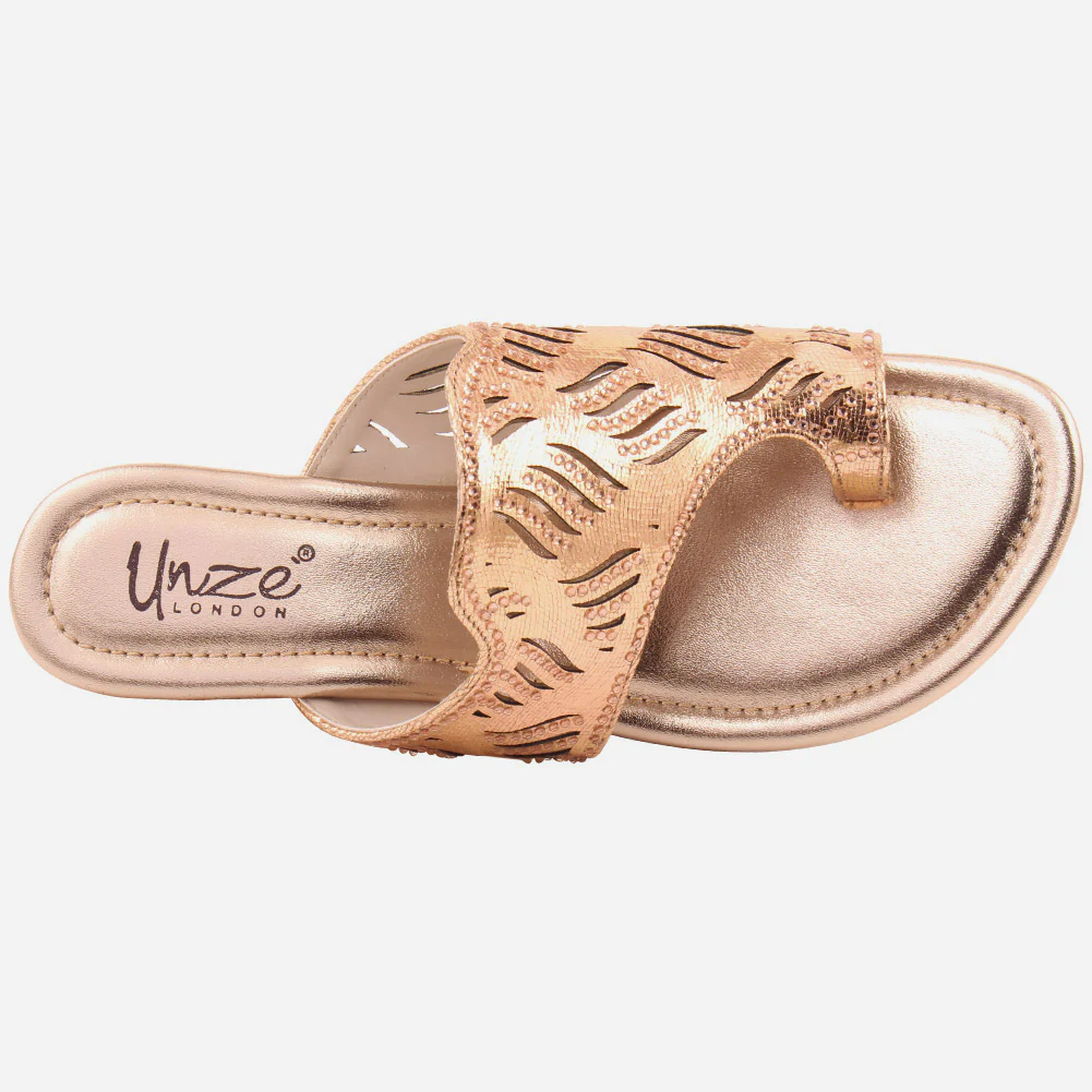 Women "KATE" Glossy Slip On Sandals - Image 4
