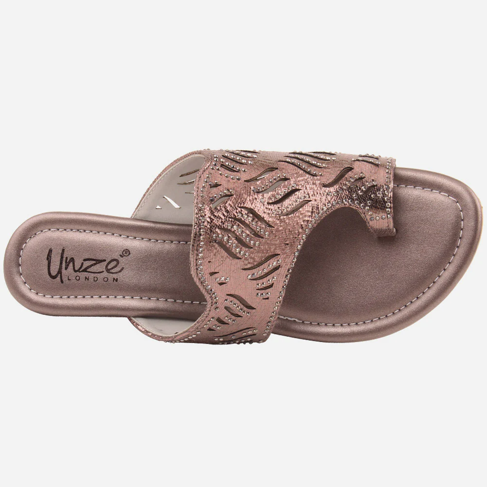 Women "KATE" Glossy Slip On Sandals - Image 4
