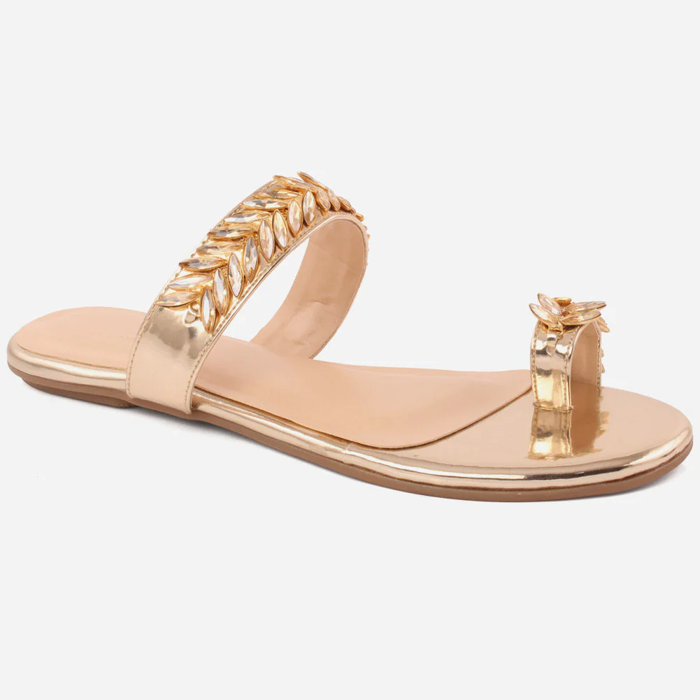 Women "Kemma"Glamorous Metallic Gemstone Slippers