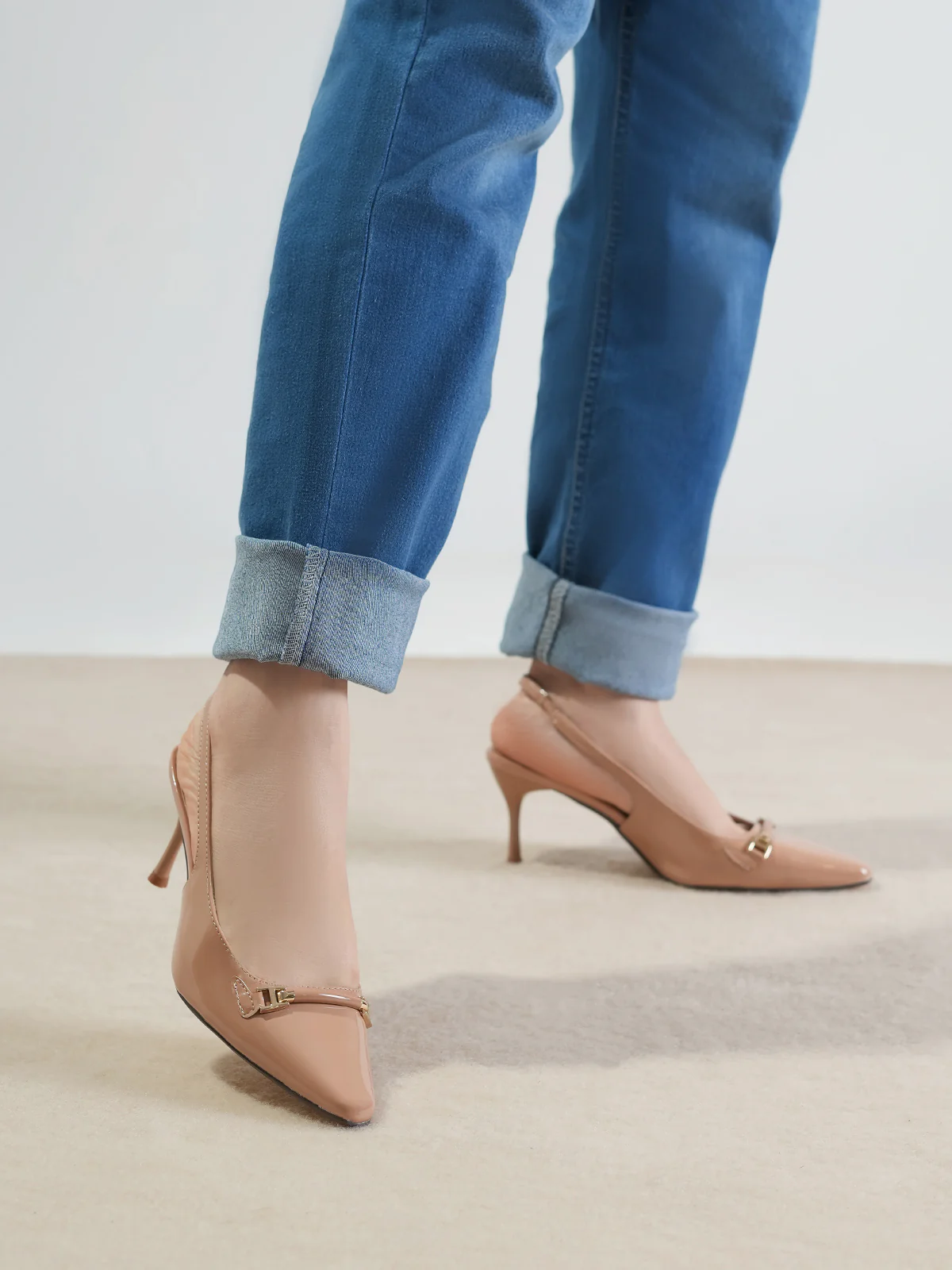 Women "KENELM" Glossy Pointed Toe Sandals