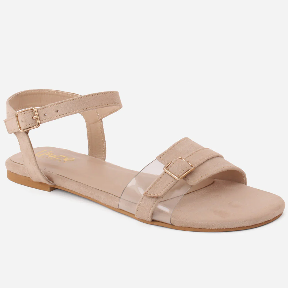 Women "KIM" V Shape Open Toe Ankle Strap Flat Sandals