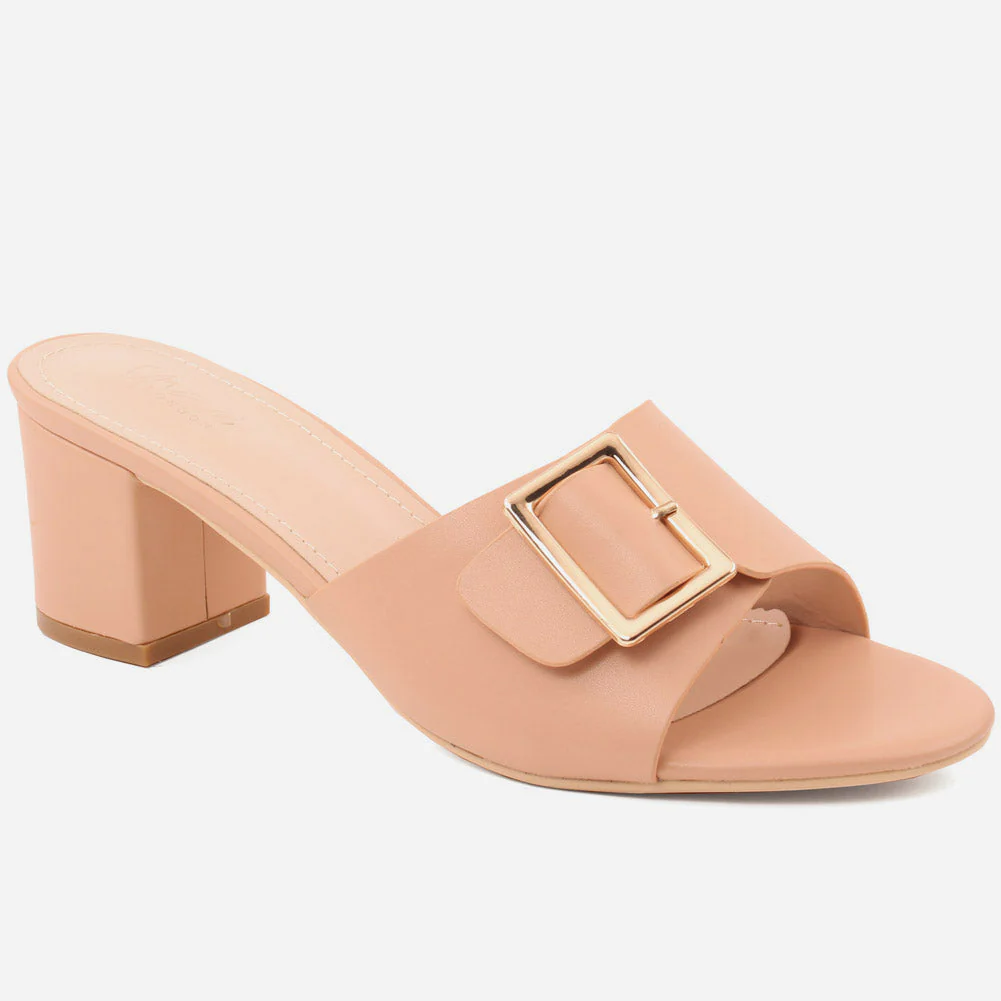 Women "KRISTA" Plain Textile Open Toe Slip On Sandals