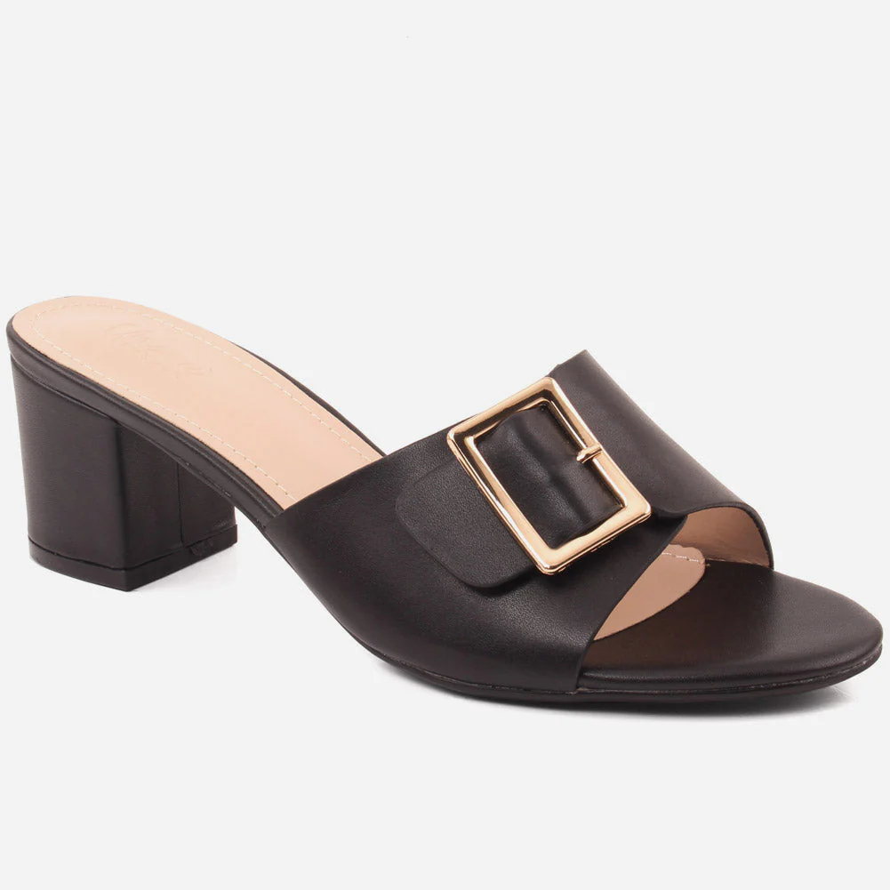Women "KRISTA" Plain Textile Open Toe Slip On Sandals