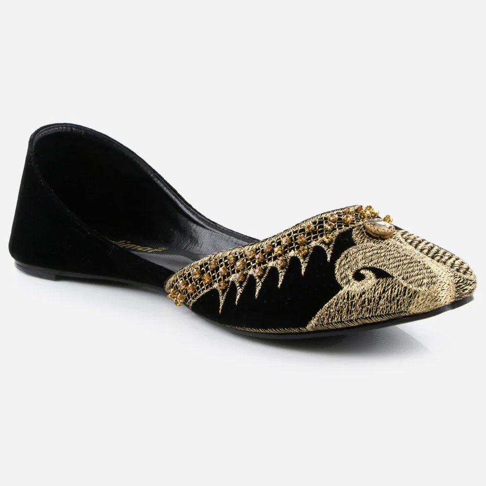 Women Ladies Beads Decorated Ethnic Jotis Mojaris Traditional Indian Slip Ons Evening Party Handmade Leather Khussa Pumps Shoes