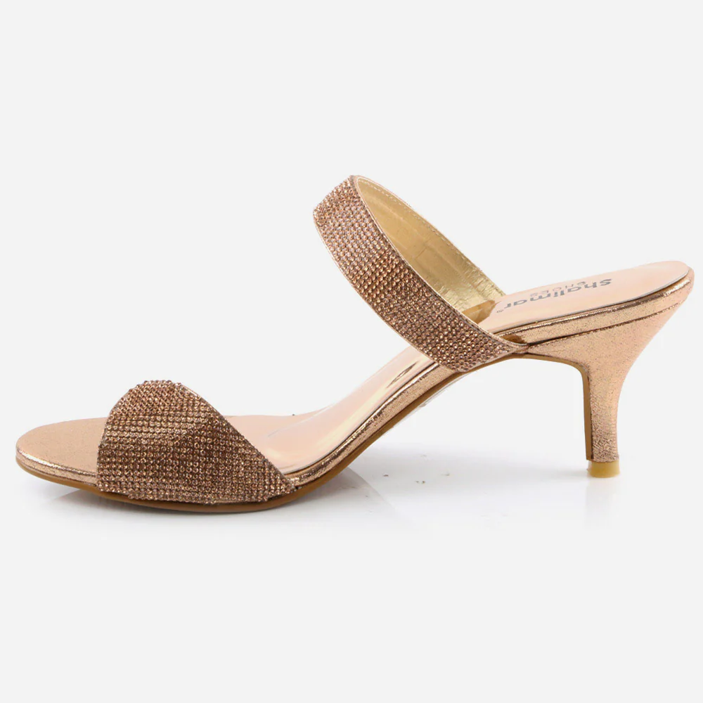 Women Ladies Crystals Adorned Toe Ring Single Bar Stiletto Slide in Party Evening Bridal Comfy Fashion Sandals Shoes - Image 3