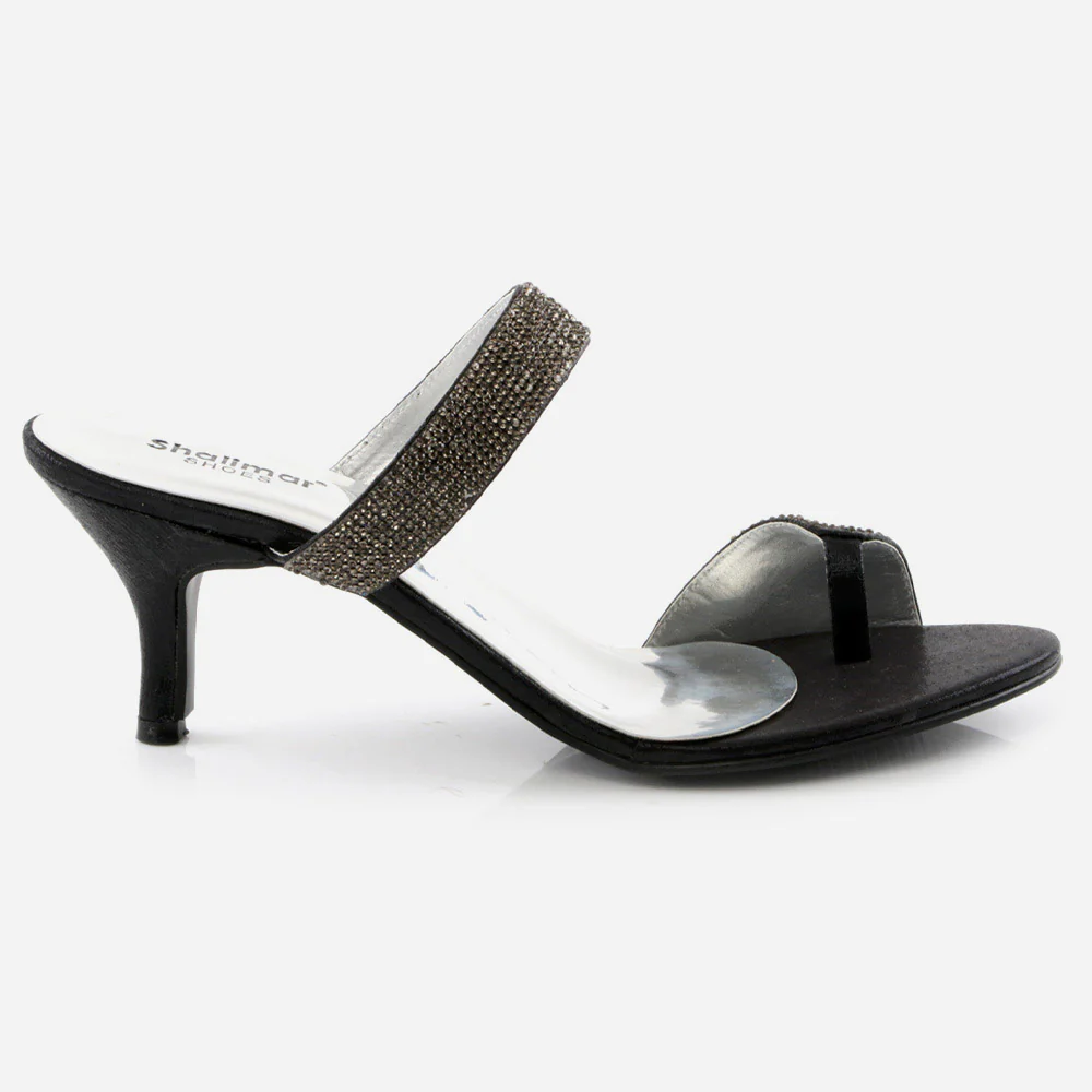 Women Ladies Crystals Adorned Toe Ring Single Bar Stiletto Slide in Party Evening Bridal Comfy Fashion Sandals Shoes - Image 2
