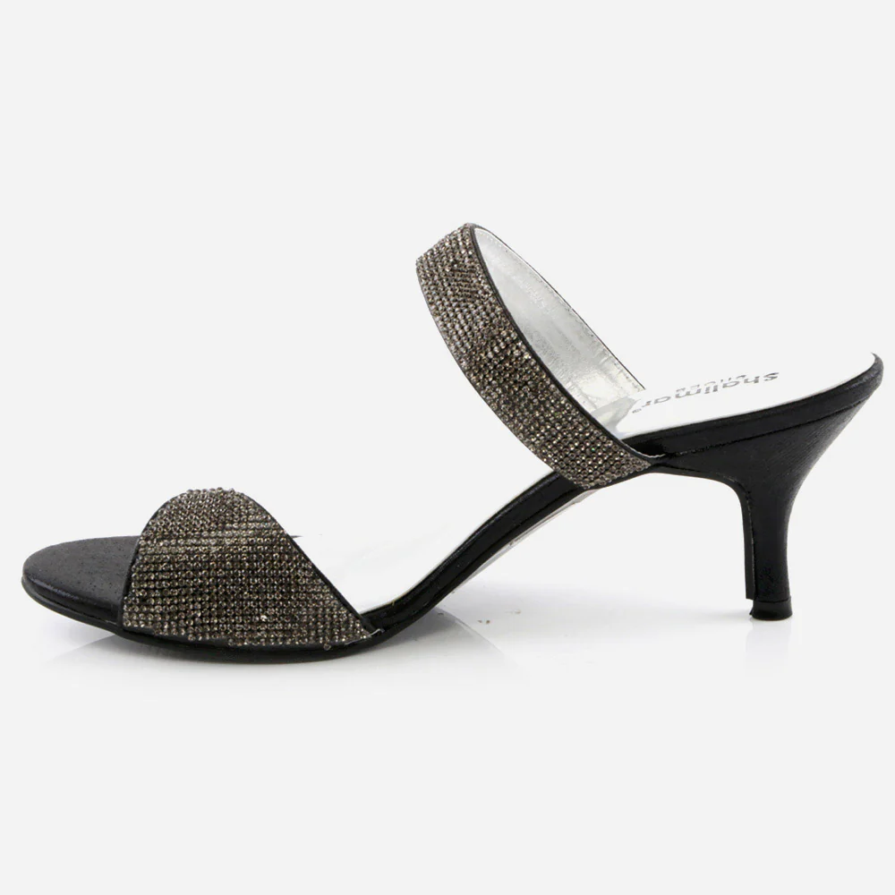 Women Ladies Crystals Adorned Toe Ring Single Bar Stiletto Slide in Party Evening Bridal Comfy Fashion Sandals Shoes - Image 3