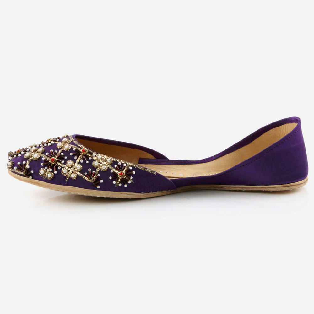 Women Ladies Decorated Jotis Mojaris Traditional Indian Wedding Bridal Slip Ons Evening Party Handmade Leather Khussa Pumps Shoes - Image 3