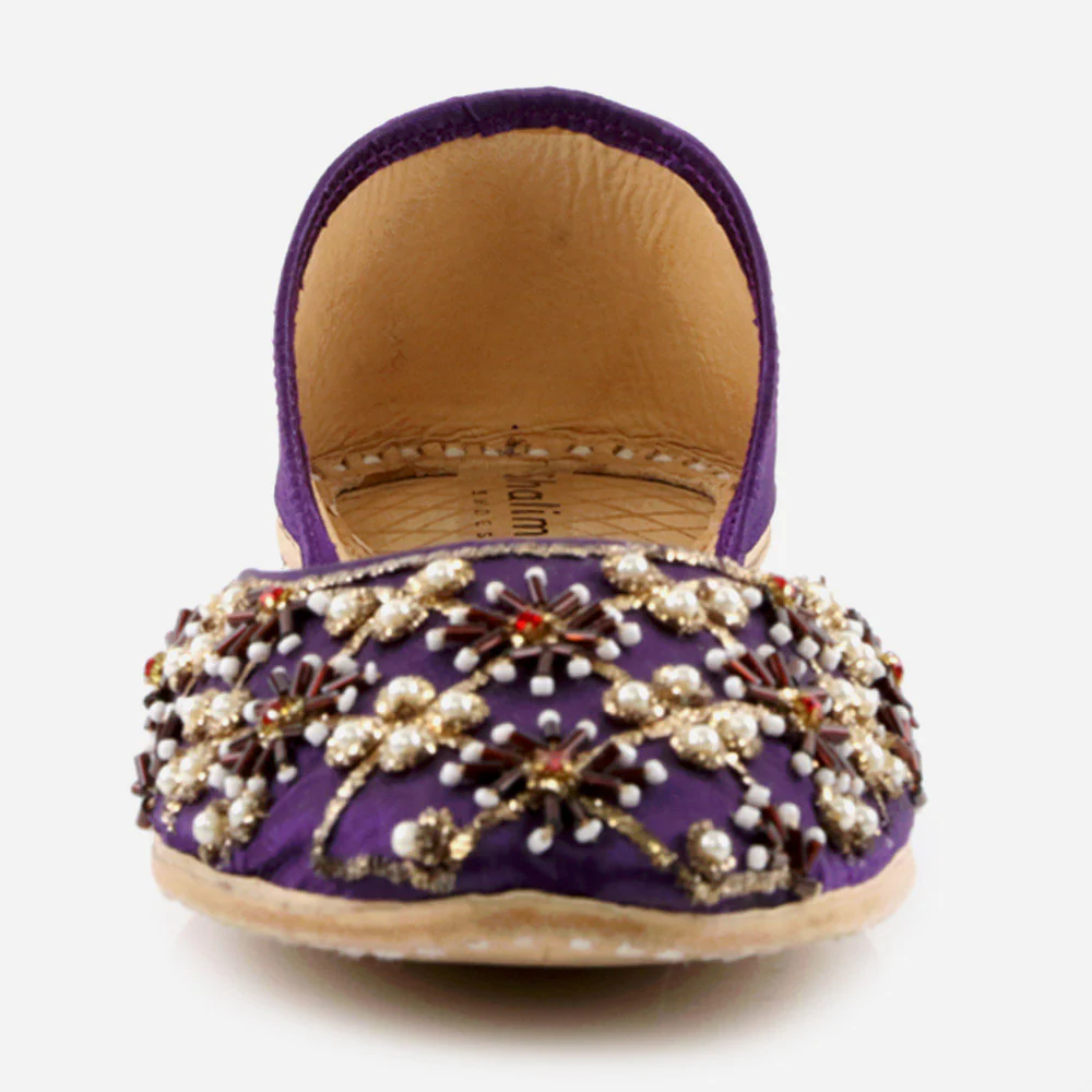 Women Ladies Decorated Jotis Mojaris Traditional Indian Wedding Bridal Slip Ons Evening Party Handmade Leather Khussa Pumps Shoes - Image 4