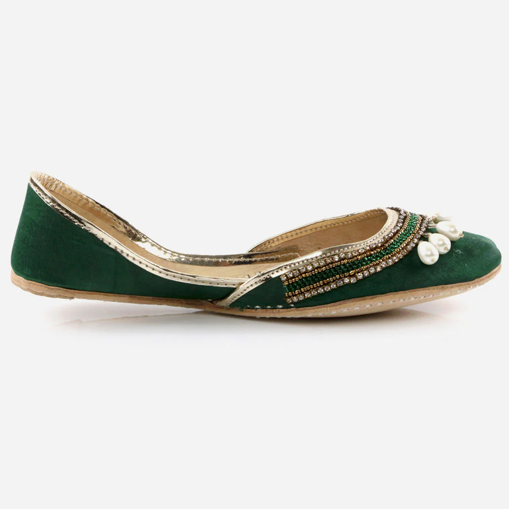 Women Ladies Embellished Mojaris Traditional Indian Wedding Bridal Slip Ons Evening Party Handmade Leather Khussa Pumps Shoes - Image 2