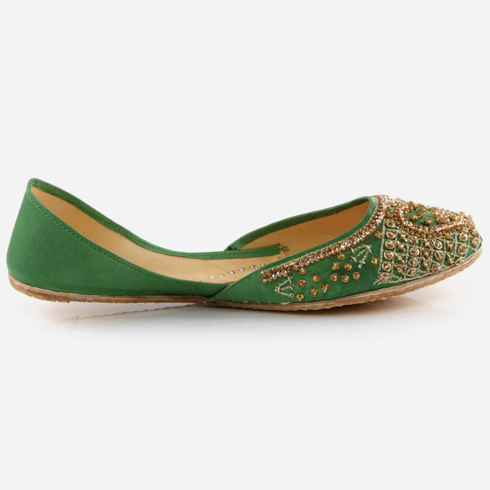 Women Ladies Ethnic Decorated Mojaris Traditional Indian Wedding Bridal Slip Ons Evening Party Handmade Leather Khussa Pumps Shoes - Image 2