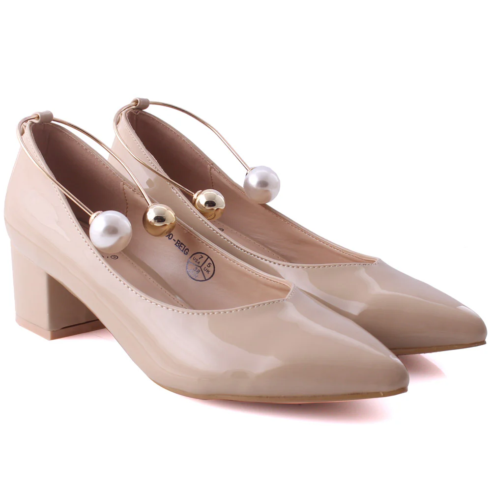 Women "LIA" Classic Metallic Ring Block Heel Court - Image 2