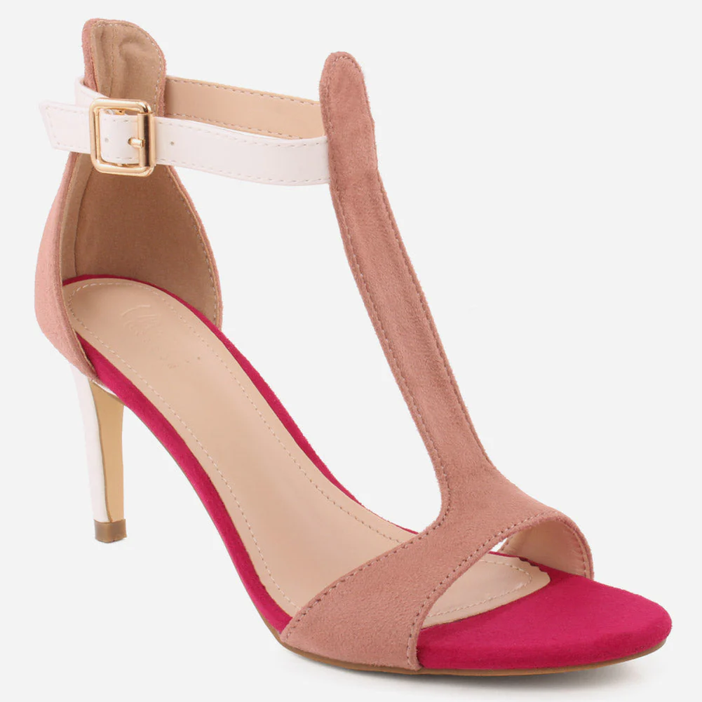 Women "ESTELA" T-Strap Open Toe Stiletto Heel Sandals