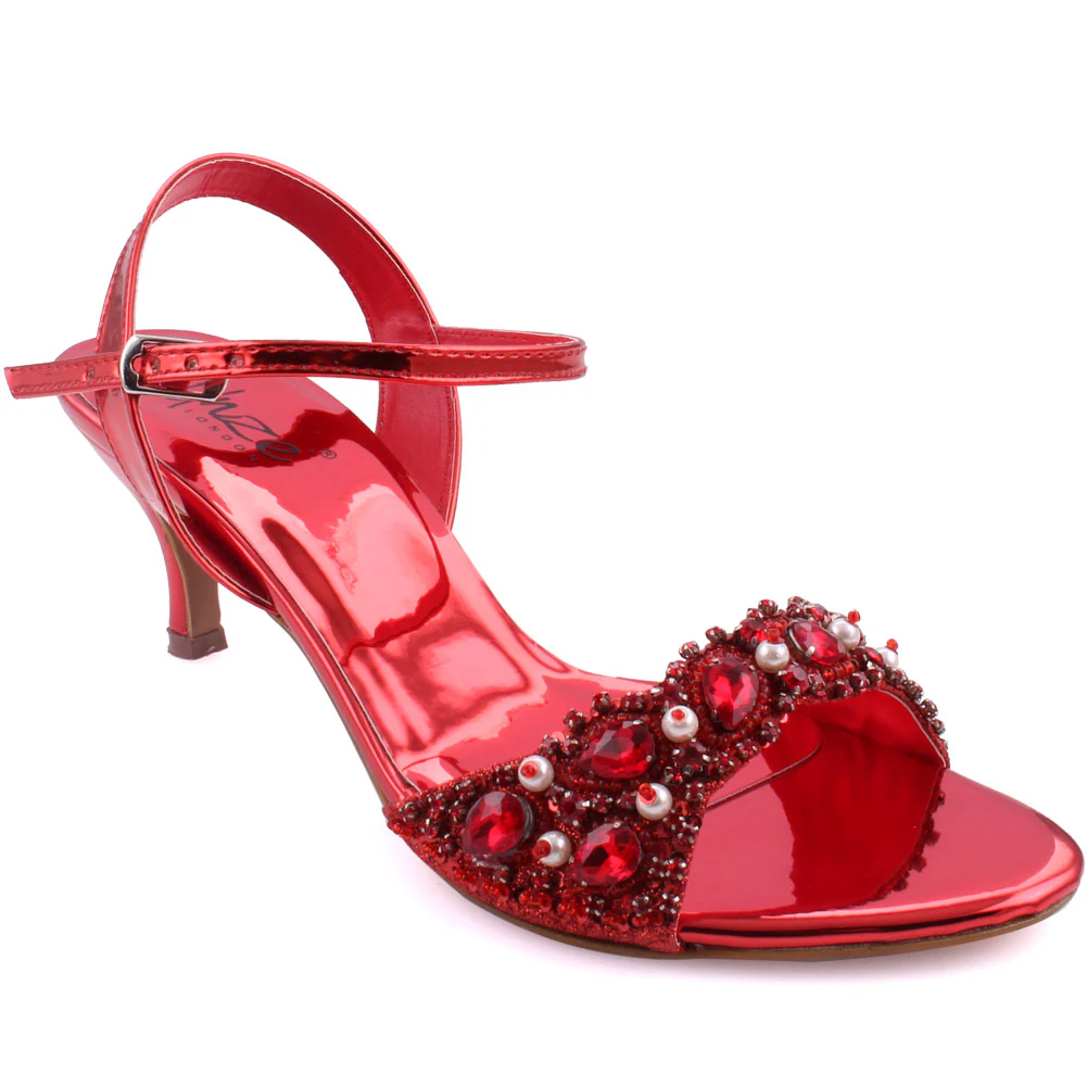 Women “MOLLY” Embellished Kitten Heel Sandals