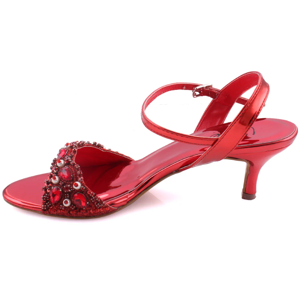 Women “MOLLY” Embellished Kitten Heel Sandals - Image 3