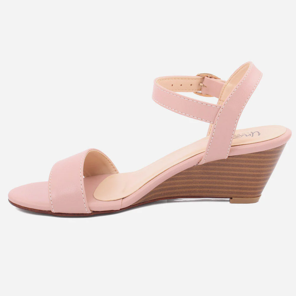 WOMEN "NANA" MATT BUCKLE WEDGE SANDALS - Image 3