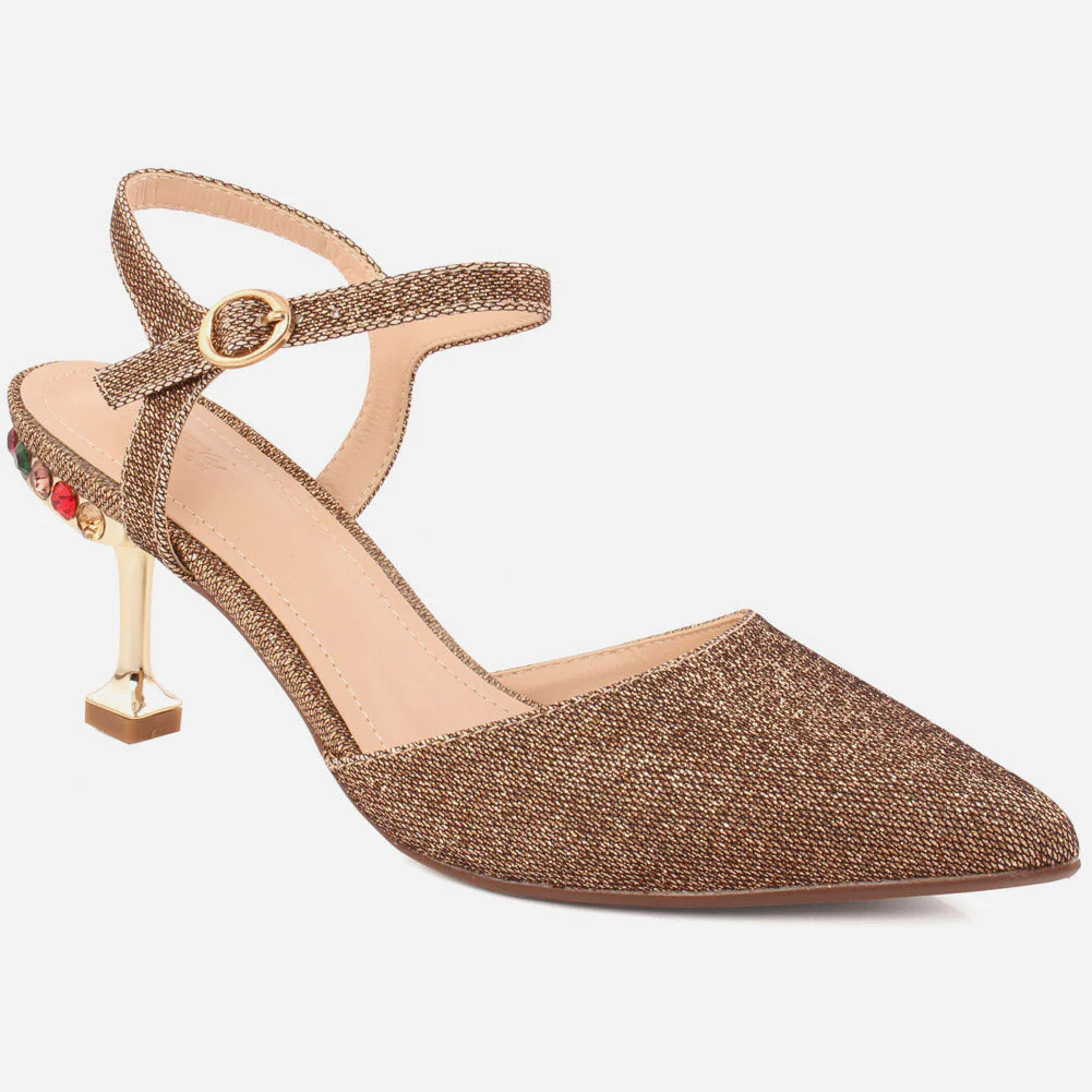 Women "Naya" matt glossy ankle strap sandals
