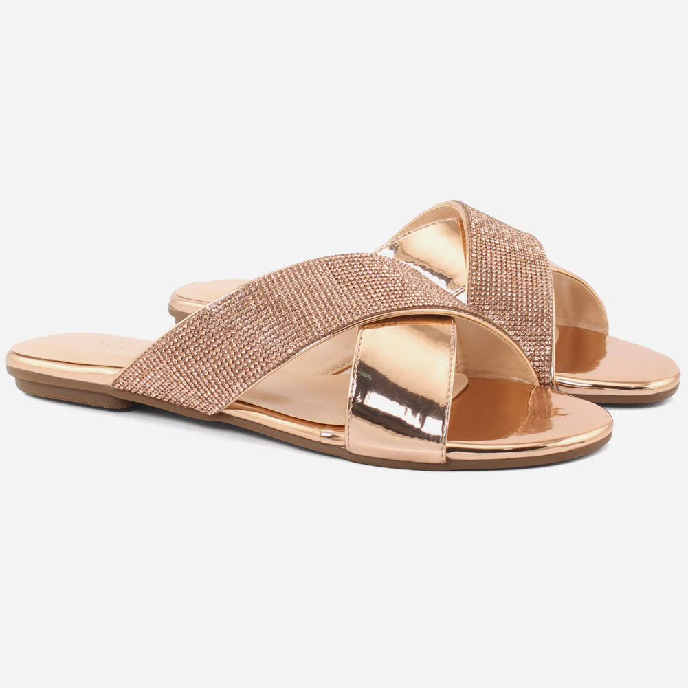 Women "PRISCILLA" Cross Band Slip On Slippers - Image 2