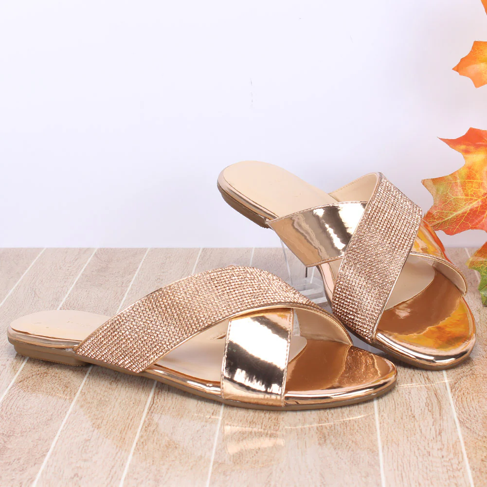 Women "PRISCILLA" Cross Band Slip On Slippers - Image 6