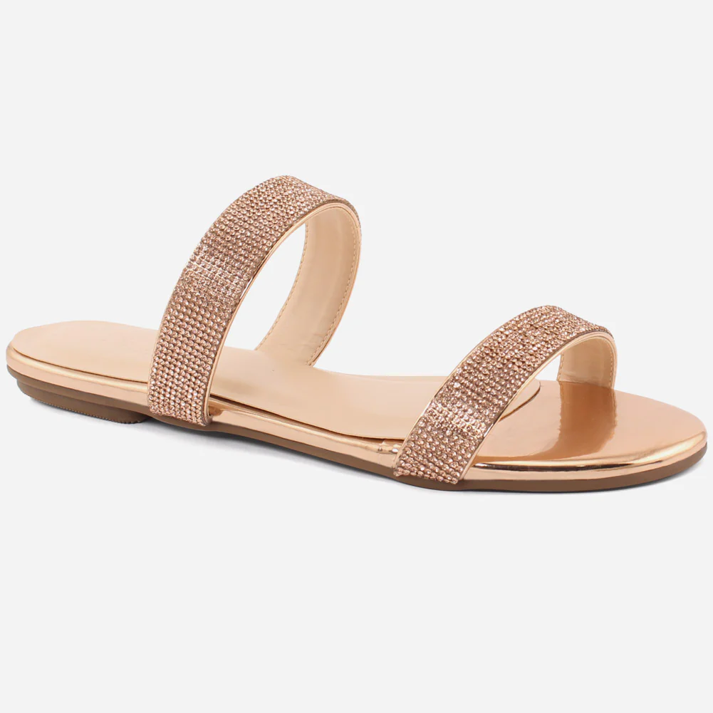 Women "TALLU" Two Band Flat Slippers